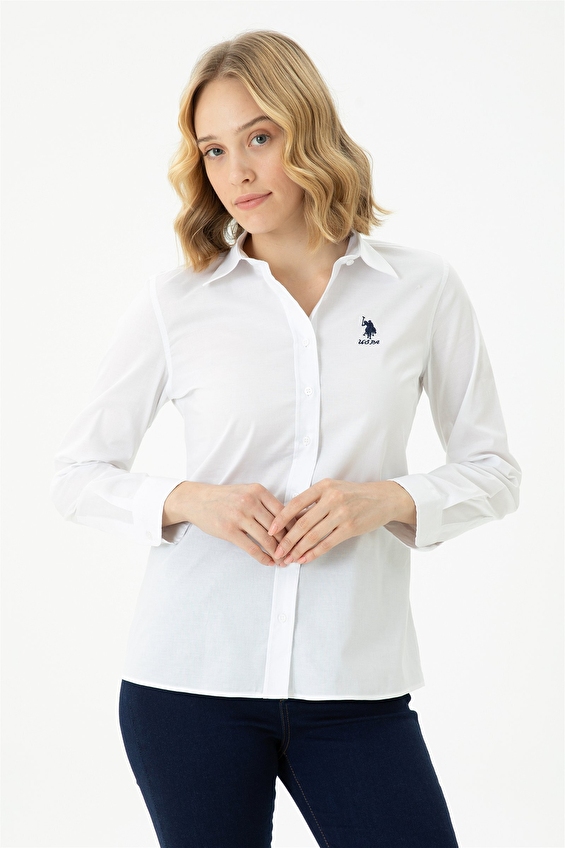 U.S. Polo Assn. Slim Fit Uzun Kollu Kadın Gömlek 1672150 VR013 Beyaz U.S. Polo Assn. Slim Fit Uzun Kollu Kadın Gömlek 1672150 VR013 Beyaz