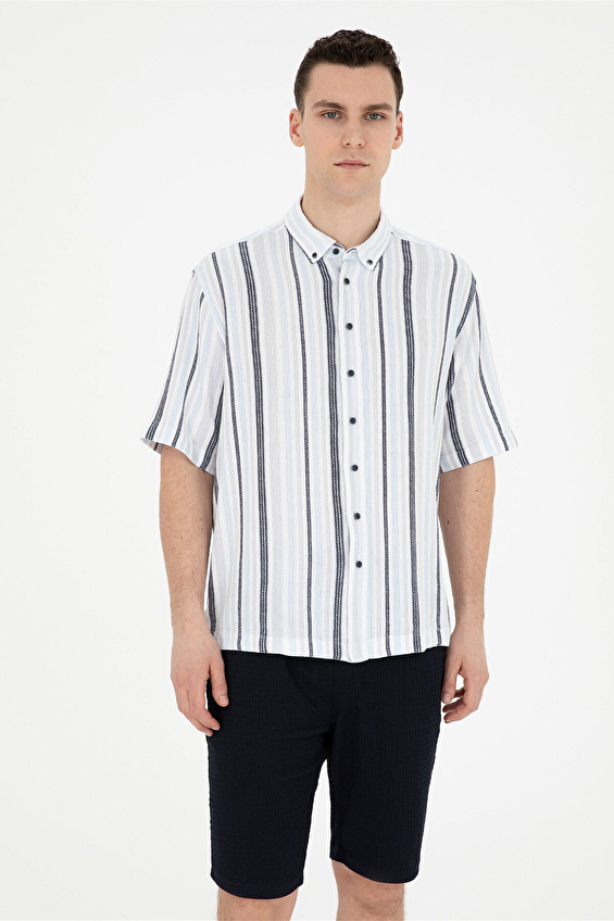 Pierre Cardin Kısa Kol Düğmeli Yaka Oversize Erkek Gömlek 1860861 Lacivert Pierre Cardin Kısa Kol Düğmeli Yaka Oversize Erkek Gömlek 1860861 Lacivert