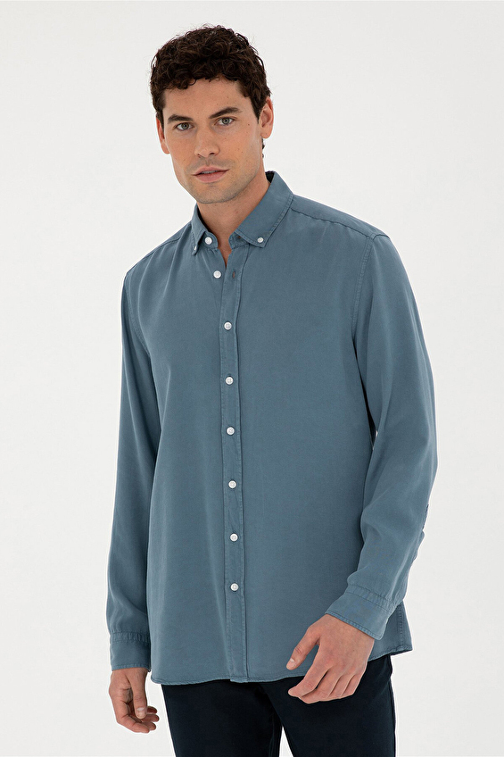 Pierre Cardin Regular Fit Uzun Kol Düğmeli Yaka Erkek Gömlek 1846146 Mavi Pierre Cardin Regular Fit Uzun Kol Düğmeli Yaka Erkek Gömlek 1846146 Mavi