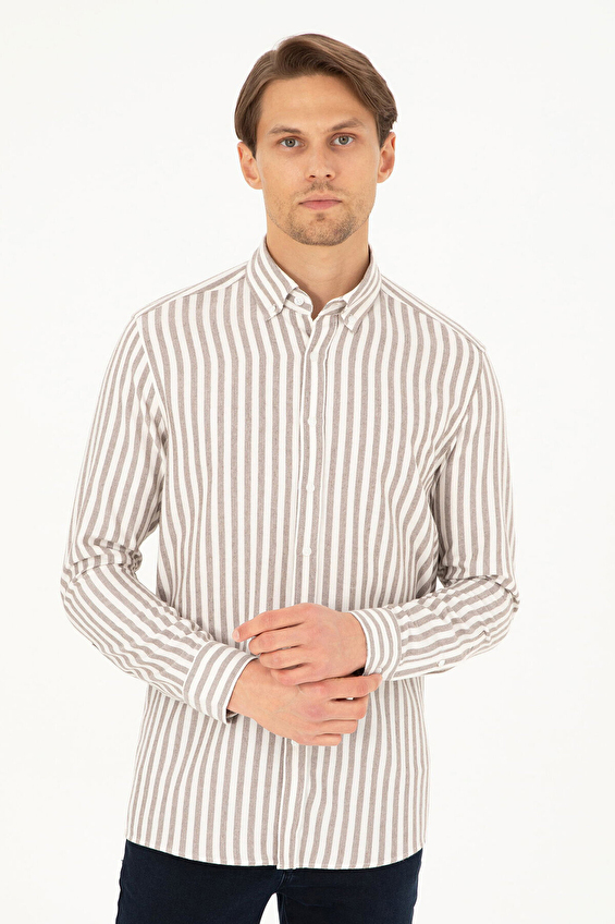 Pierre Cardin Regular Fit Düğmelı Yaka Uzun Kol Erkek Gömlek 2021868 Kahve Pierre Cardin Regular Fit Düğmelı Yaka Uzun Kol Erkek Gömlek 2021868 Kahve