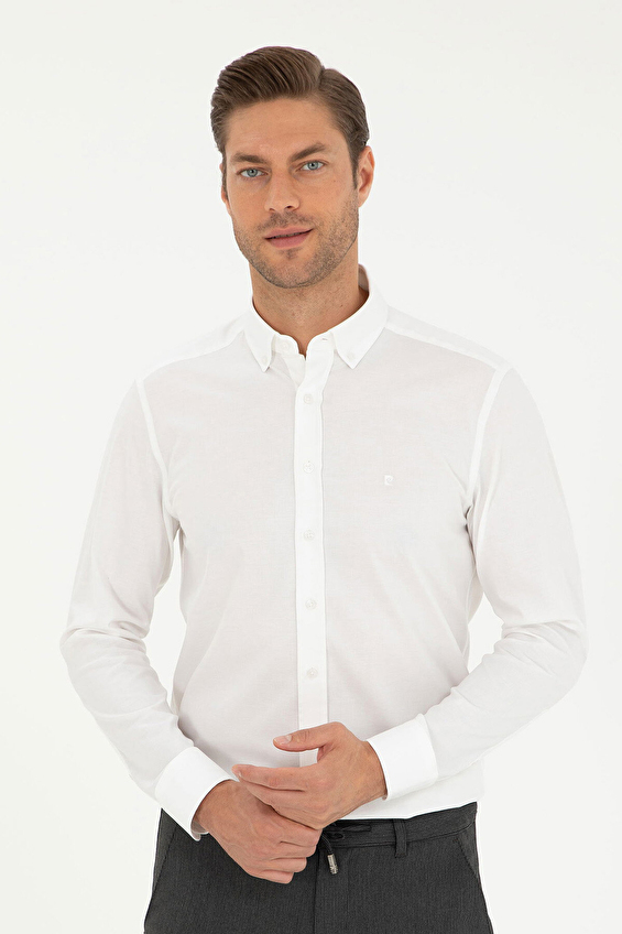 Pierre Cardin Slim Fit Düğmelı Yaka Uzun Kol Erkek Gömlek 2031454 Beyaz Pierre Cardin Slim Fit Düğmelı Yaka Uzun Kol Erkek Gömlek 2031454 Beyaz