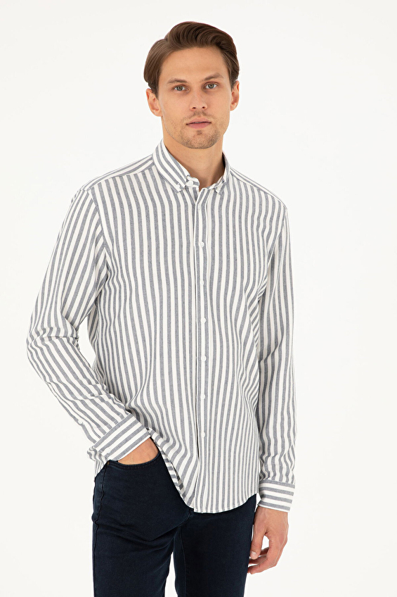 Pierre Cardin Regular Fit Düğmelı Yaka Uzun Kol Erkek Gömlek 2021868 Lacivert Pierre Cardin Regular Fit Düğmelı Yaka Uzun Kol Erkek Gömlek 2021868 Lacivert