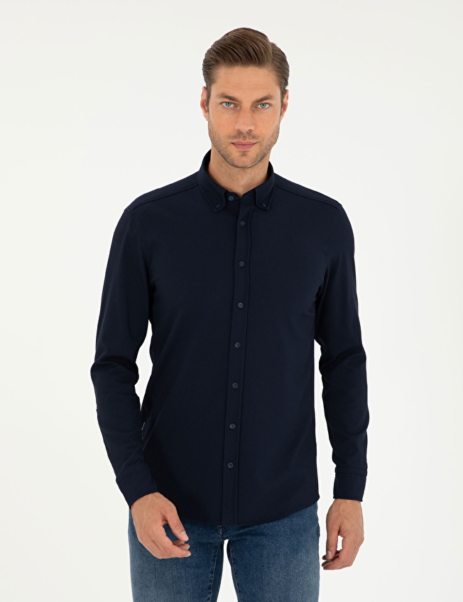 Pierre Cardin Slim Fit Düğmelı Yaka Uzun Kol Erkek Gömlek 1958107 Lacivert Pierre Cardin Slim Fit Düğmelı Yaka Uzun Kol Erkek Gömlek 1958107 Lacivert