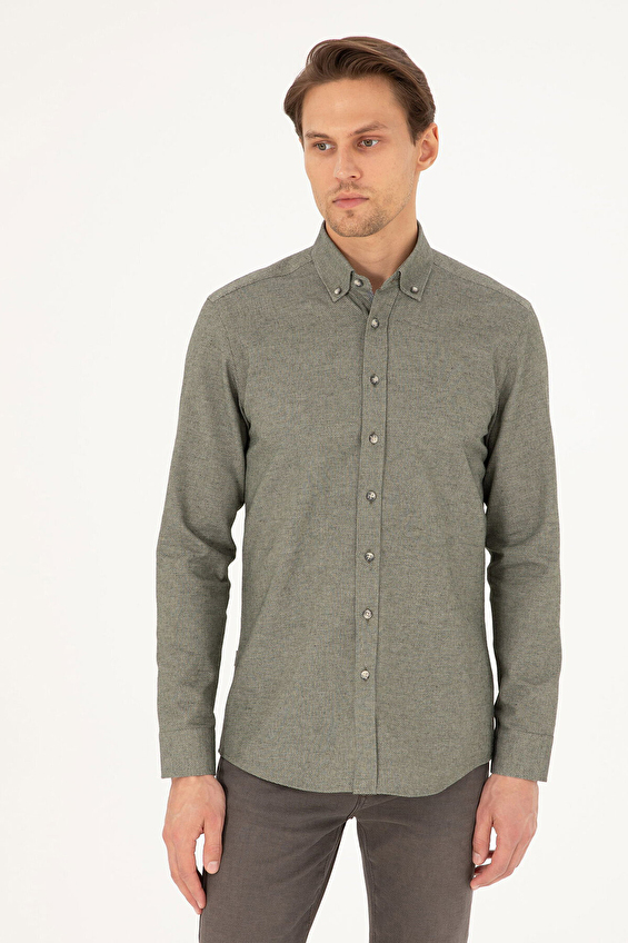 Pierre Cardin Slim Fit Düğmelı Yaka Uzun Kol Erkek Gömlek 1960030 Yeşil Pierre Cardin Slim Fit Düğmelı Yaka Uzun Kol Erkek Gömlek 1960030 Yeşil