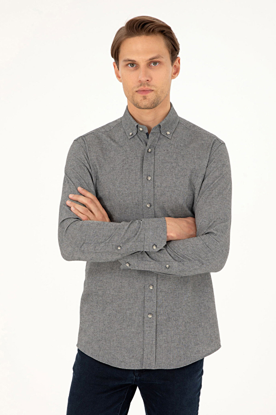 Pierre Cardin Slim Fit Düğmelı Yaka Uzun Kol Erkek Gömlek 1960030 Gri Pierre Cardin Slim Fit Düğmelı Yaka Uzun Kol Erkek Gömlek 1960030 Gri