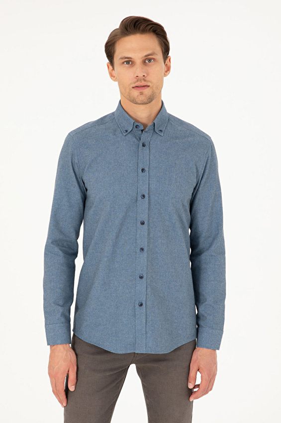 Pierre Cardin Slim Fit Düğmelı Yaka Uzun Kol Erkek Gömlek 1960030 Mavi Pierre Cardin Slim Fit Düğmelı Yaka Uzun Kol Erkek Gömlek 1960030 Mavi
