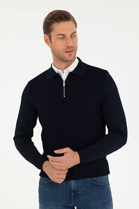 Pierre Cardin Slim Fit Fermuarlı Polo Yaka Uzun Kol Erkek Triko 1964910 Lacivert Pierre Cardin Slim Fit Fermuarlı Polo Yaka Uzun Kol Erkek Triko 1964910 Lacivert