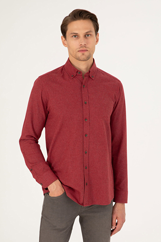 Pierre Cardin Regular Fit Düğmelı Yaka Uzun Kol Erkek Gömlek 1960022 Kırmızı Pierre Cardin Regular Fit Düğmelı Yaka Uzun Kol Erkek Gömlek 1960022 Kırmızı