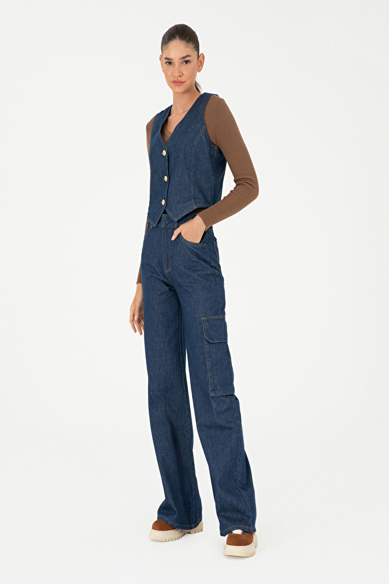 Pierre Cardin Bol Paça Loose Fit Normal Bel Kadın Kot Pantolon 1951397 VR028 Mavi Pierre Cardin Bol Paça Loose Fit Normal Bel Kadın Kot Pantolon 1951397 VR028 Mavi