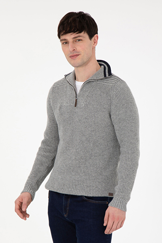 U.S. Polo Assn. Regular Fit Uzun Kol Erkek Kazak 1955306 Gri melanj U.S. Polo Assn. Regular Fit Uzun Kol Erkek Kazak 1955306 Gri melanj