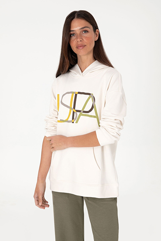 U.S. Polo Assn. Uzun Kol Kapüşonlu Oversize Kadın Sweatshirt 1949808 VR071 Bej U.S. Polo Assn. Uzun Kol Kapüşonlu Oversize Kadın Sweatshirt 1949808 VR071 Bej