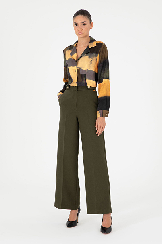 Pierre Cardin Flare Fit Bol Paça Yüksek Bel Kadın Pantolon 2045859 VR027 Yeşil Pierre Cardin Flare Fit Bol Paça Yüksek Bel Kadın Pantolon 2045859 VR027 Yeşil