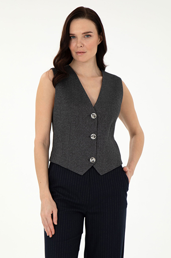 Pierre Cardin Crop Fit Kolsuz Kadın Yelek 2035760 VR006 Gri Pierre Cardin Crop Fit Kolsuz Kadın Yelek 2035760 VR006 Gri