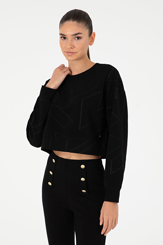 Pierre Cardin Bisiklet Yaka Oversize Kadın Sweatshirt 1948211 VR046 Siyah Pierre Cardin Bisiklet Yaka Oversize Kadın Sweatshirt 1948211 VR046 Siyah