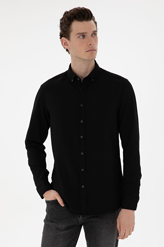Pierre Cardin Slim Fit Uzun Kol Erkek Gömlek 2123089 Siyah Pierre Cardin Slim Fit Uzun Kol Erkek Gömlek 2123089 Siyah