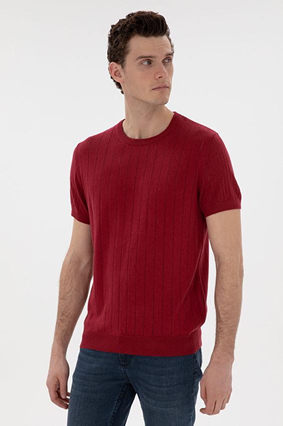 Pierre Cardin Regular Fit Kısa Kol Erkek Kazak 2119434 Nar Pierre Cardin Regular Fit Kısa Kol Erkek Kazak 2119434 Nar