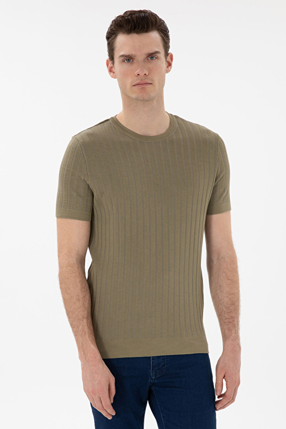 Pierre Cardin Slim Fit Kısa Kol Erkek Kazak 2118941 Haki Pierre Cardin Slim Fit Kısa Kol Erkek Kazak 2118941 Haki