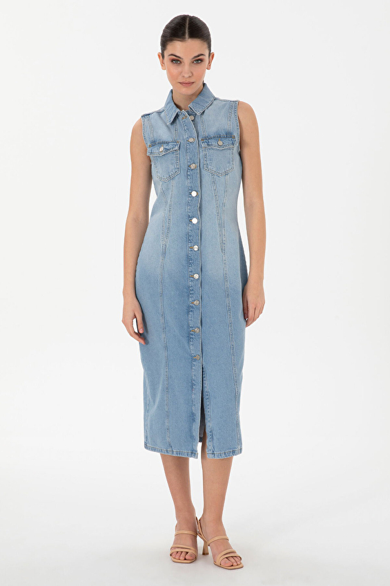Pierre Cardin Gömlek Yaka Kadın Elbise 2196468 VR003 Denım Pierre Cardin Gömlek Yaka Kadın Elbise 2196468 VR003 Denım