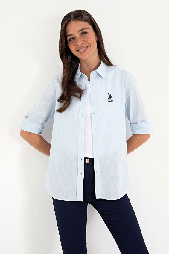 U.S. Polo Assn. Regular Fit Uzun Kollu Kadın Gömlek 2225729 VR003 Mavi U.S. Polo Assn. Regular Fit Uzun Kollu Kadın Gömlek 2225729 VR003 Mavi