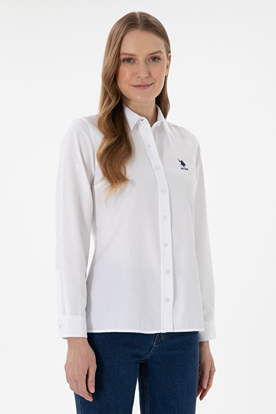 U.S. Polo Assn. Slim Fit Uzun Kollu Kadın Gömlek 2086493 VR013 Beyaz U.S. Polo Assn. Slim Fit Uzun Kollu Kadın Gömlek 2086493 VR013 Beyaz