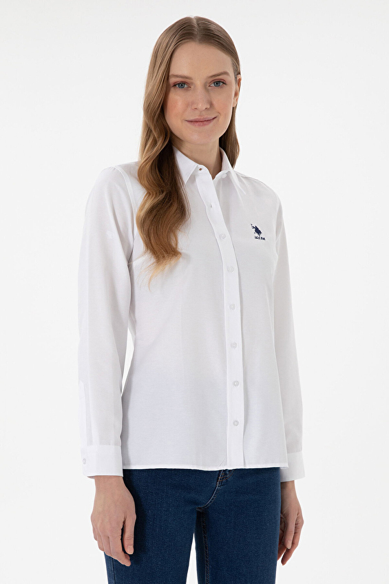 U.S. Polo Assn. Slim Fit Uzun Kollu Kadın Gömlek 2086493 VR013 Beyaz U.S. Polo Assn. Slim Fit Uzun Kollu Kadın Gömlek 2086493 VR013 Beyaz