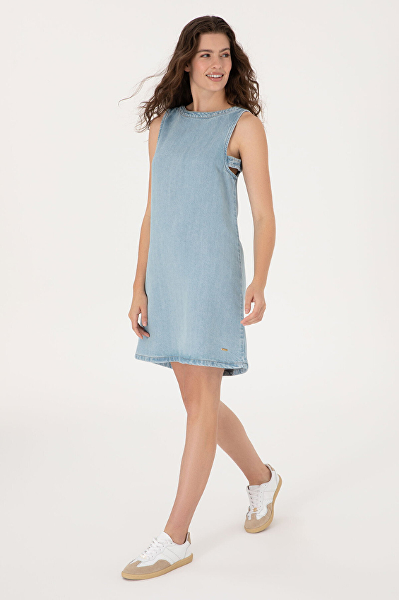 U.S. Polo Assn. A Kesim Kadın Elbise 109140 DN0021 Mavi U.S. Polo Assn. A Kesim Kadın Elbise 109140 DN0021 Mavi