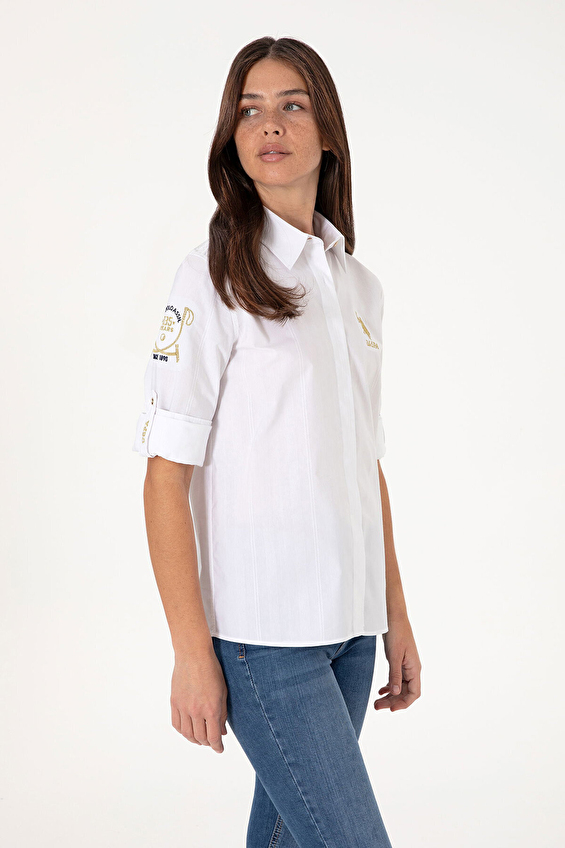 U.S. Polo Assn. Regular Fit Uzun Kollu Kadın Gömlek 2103711 VR013 Beyaz U.S. Polo Assn. Regular Fit Uzun Kollu Kadın Gömlek 2103711 VR013 Beyaz