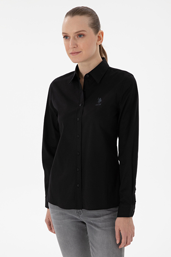 U.S. Polo Assn. Slim Fit Uzun Kollu Kadın Gömlek 2086121 VR046 Siyah U.S. Polo Assn. Slim Fit Uzun Kollu Kadın Gömlek 2086121 VR046 Siyah