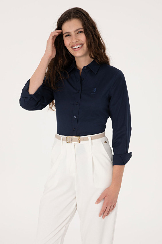 U.S. Polo Assn. Slim Fit Uzun Kollu Kadın Gömlek 2086121 VR033 Lacivert U.S. Polo Assn. Slim Fit Uzun Kollu Kadın Gömlek 2086121 VR033 Lacivert