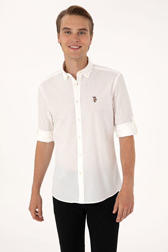 U.S. Polo Assn. Regular Fit Erkek Gömlek 2106680 Krem U.S. Polo Assn. Regular Fit Erkek Gömlek 2106680 Krem