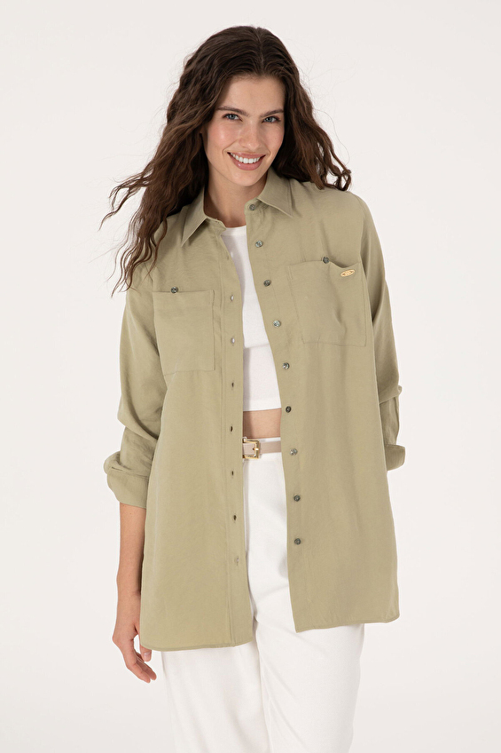 U.S. Polo Assn. Regular Fit Uzun Kollu Kadın Gömlek 2102852 VR111 Yeşil U.S. Polo Assn. Regular Fit Uzun Kollu Kadın Gömlek 2102852 VR111 Yeşil