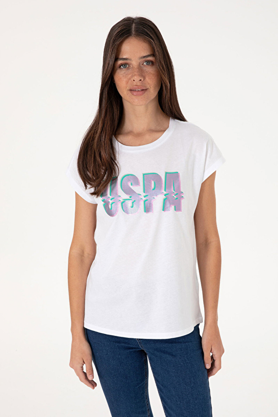 U.S. Polo Assn. Regular Fit Kadın Tişört 2104079 VR013 Beyaz U.S. Polo Assn. Regular Fit Kadın Tişört 2104079 VR013 Beyaz