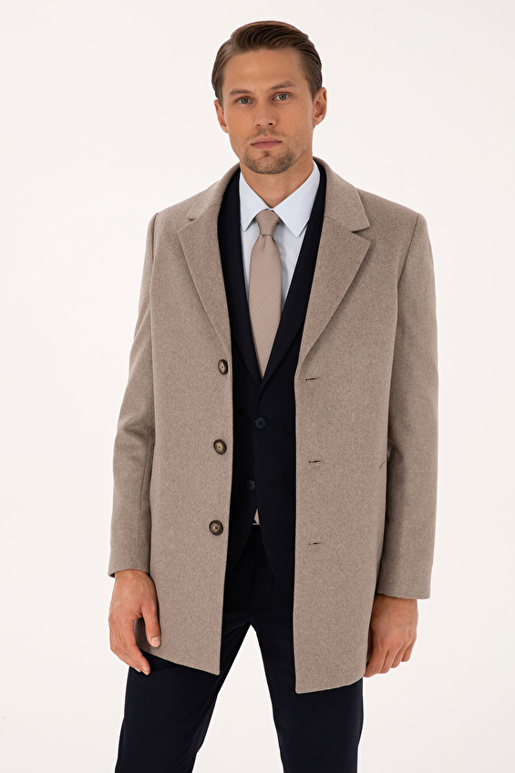 Pierre Cardin Slim Fit Ceket Yaka Erkek Palto 2317548 Bej