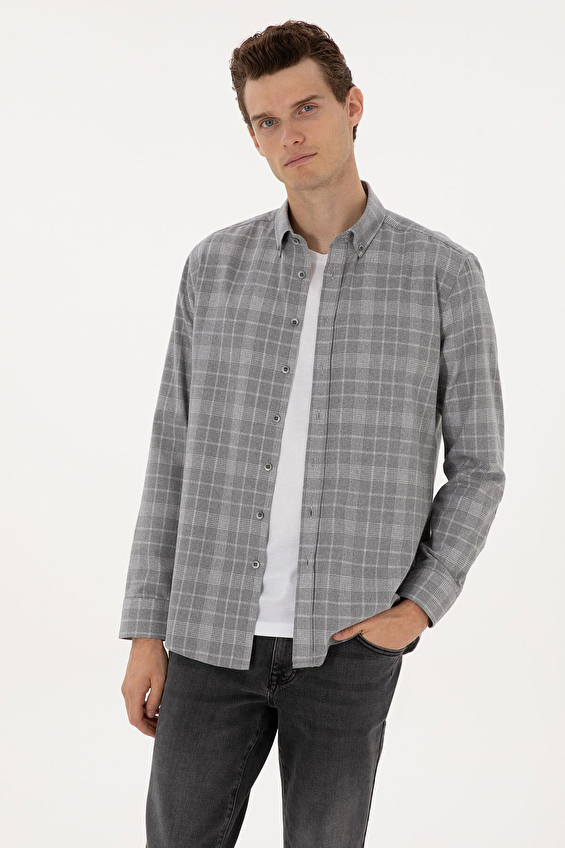 Pierre Cardin Regular Fit Erkek Gömlek 2247714 Gri Pierre Cardin Regular Fit Erkek Gömlek 2247714 Gri