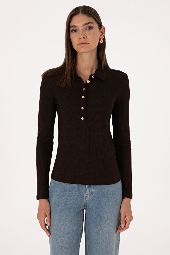 Pierre Cardin Kadın Bluz 2240957 VR029 Kahverengi Pierre Cardin Kadın Bluz 2240957 VR029 Kahverengi