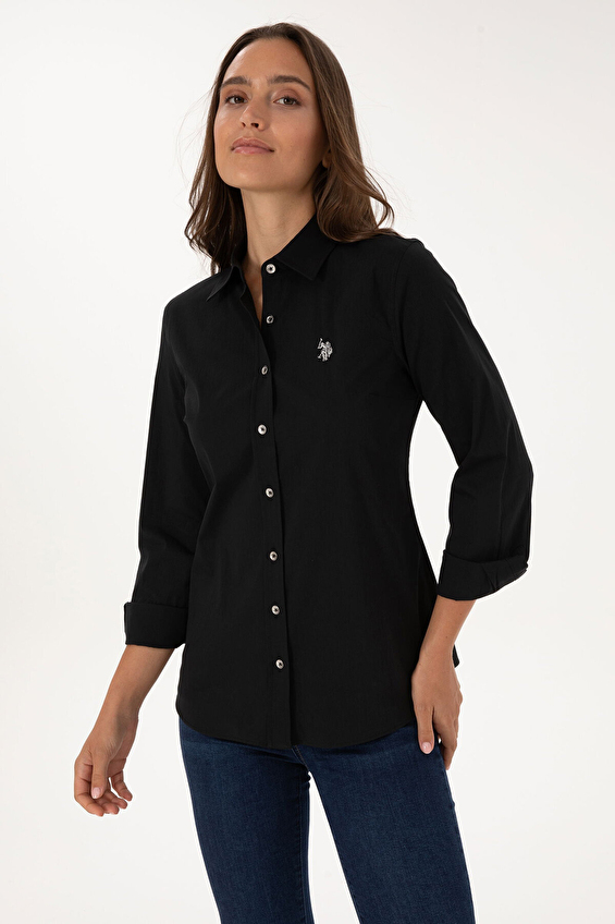 U.S. Polo Assn. Kadın Gömlek 2230190 VR046 Siyah U.S. Polo Assn. Kadın Gömlek 2230190 VR046 Siyah