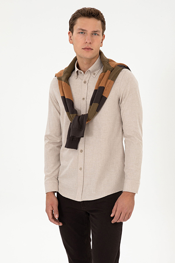 U.S. Polo Assn. Slim Fit Uzun Kollu Erkek Gömlek 2225603 Bej U.S. Polo Assn. Slim Fit Uzun Kollu Erkek Gömlek 2225603 Bej