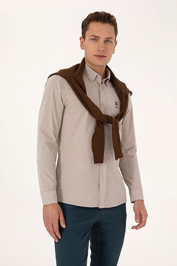 U.S. Polo Assn. Slim Fit Uzun Kollu Erkek Gömlek 2235985 Gri U.S. Polo Assn. Slim Fit Uzun Kollu Erkek Gömlek 2235985 Gri