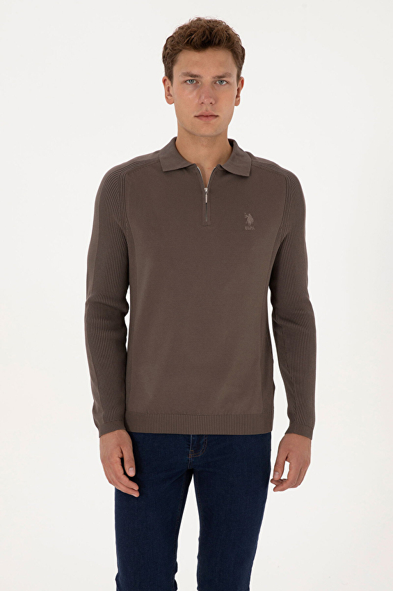 U.S. Polo Assn. Slim Fit Uzun Kollu Erkek Kazak 2335218 Kahverengi U.S. Polo Assn. Slim Fit Uzun Kollu Erkek Kazak 2335218 Kahverengi