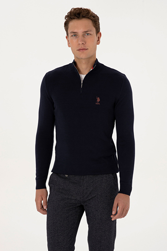 U.S. Polo Assn. Dik Yaka Slim Fit Uzun Kollu Erkek Kazak 2334906 Lacivert U.S. Polo Assn. Dik Yaka Slim Fit Uzun Kollu Erkek Kazak 2334906 Lacivert