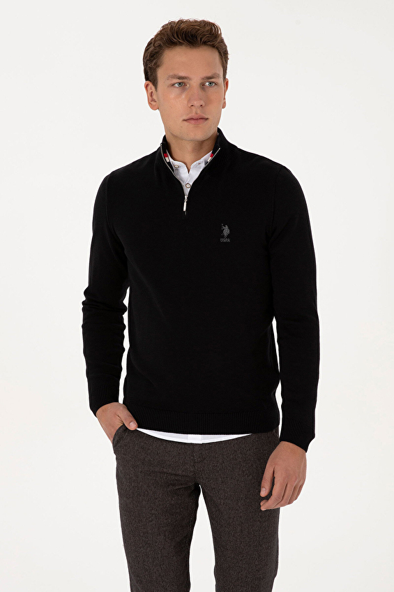 U.S. Polo Assn. Dik Yaka Slim Fit Uzun Kollu Erkek Kazak 2334906 Siyah U.S. Polo Assn. Dik Yaka Slim Fit Uzun Kollu Erkek Kazak 2334906 Siyah