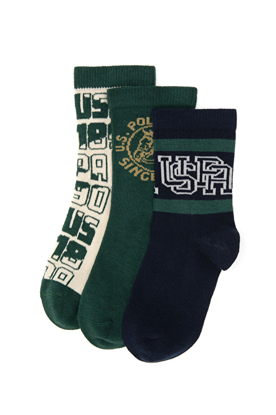 U.S. Polo Assn. Erkek Çocuk 3'lü Çorap KERPE SK25 VR079 Yeşil U.S. Polo Assn. Erkek Çocuk 3'lü Çorap KERPE SK25 VR079 Yeşil