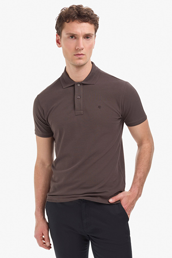 Pierre Cardin Slim Fit Erkek Tişört PU 8962 Koyu kahverengi Pierre Cardin Slim Fit Erkek Tişört PU 8962 Koyu kahverengi