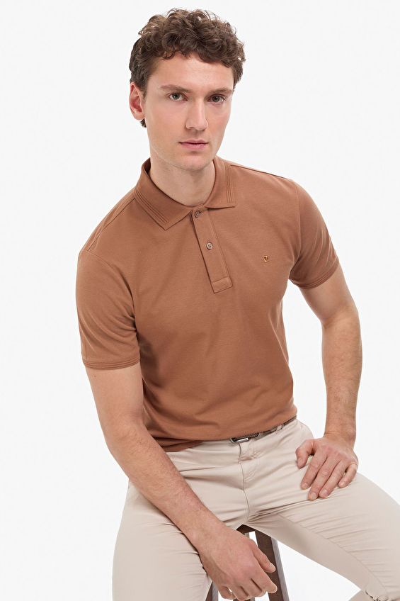Pierre Cardin Slim Fit Erkek Tişört PU 8962 Kahverengi Pierre Cardin Slim Fit Erkek Tişört PU 8962 Kahverengi