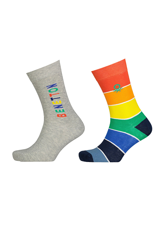 United Colors Of Benetton Erkek 2'li Soket Çorap 77266 GRIM Gri melanj United Colors Of Benetton Erkek 2'li Soket Çorap 77266 GRIM Gri melanj