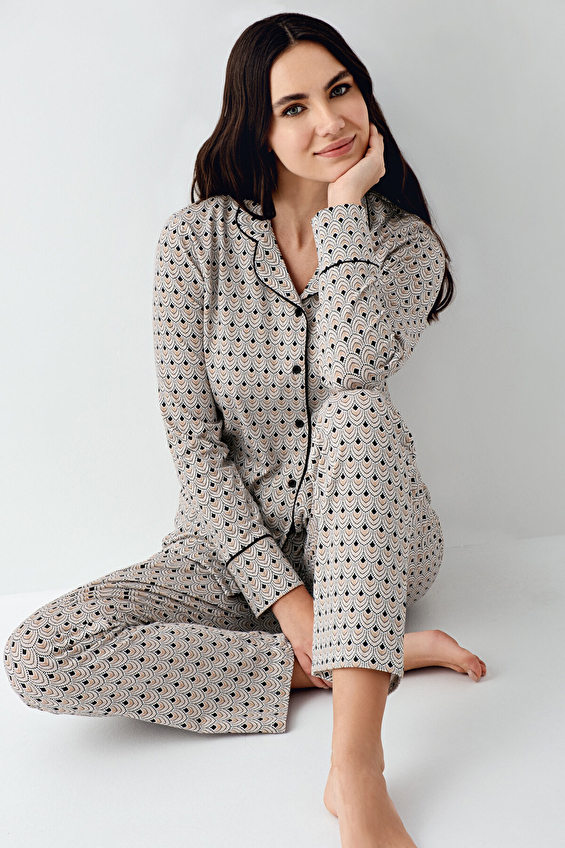 Pierre Cardin Kadın Gömlek Pijama Takımı PC9103 S SYH Siyah Pierre Cardin Kadın Gömlek Pijama Takımı PC9103 S SYH Siyah