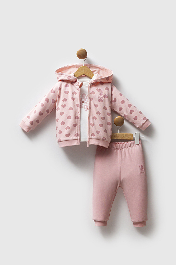 U.S. Polo Assn Bebek İnterlok Bebek Takım 3'lü USB2712 Pembe U.S. Polo Assn Bebek İnterlok Bebek Takım 3'lü USB2712 Pembe
