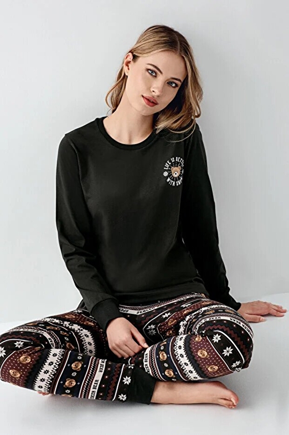 Arnetta Kadın Pijama Takımı AR3461 S Füme Arnetta Kadın Pijama Takımı AR3461 S Füme