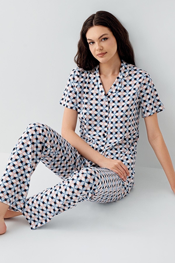 Arnetta Kadın Pijama Takımı AR3557 S Mavi Arnetta Kadın Pijama Takımı AR3557 S Mavi