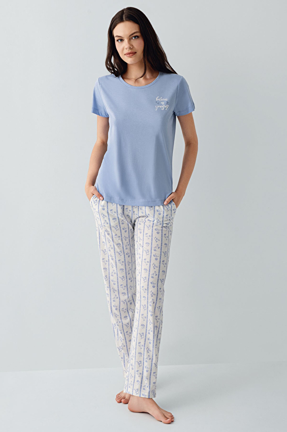 Arnetta Kadın Pijama Takımı AR3617 S Mavi Arnetta Kadın Pijama Takımı AR3617 S Mavi